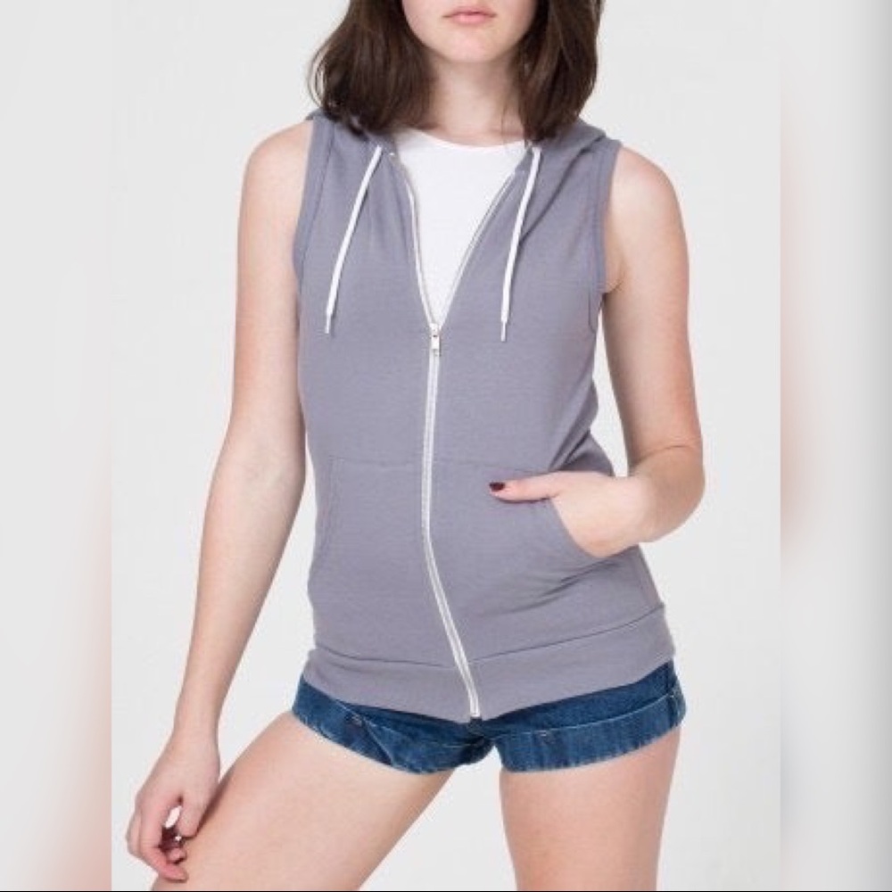 Gray American Apparel Hooded Vest